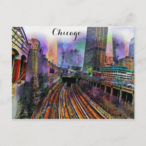 Chicago Illinois Colorful Abstract City Postcard