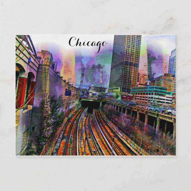 Chicago Illinois Colorful Abstract City Postcard (Front)