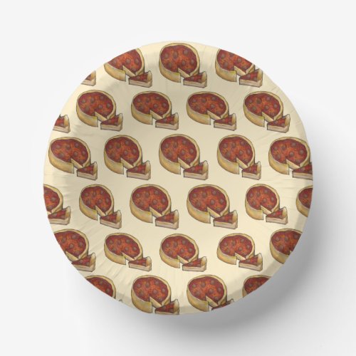 Chicago Illinois Deep Dish Pepperoni Pizza Pie Paper Bowls