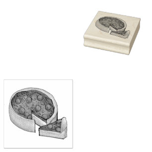 Chicago Illinois Deep Dish Pepperoni Pizza Pie Rubber Stamp
