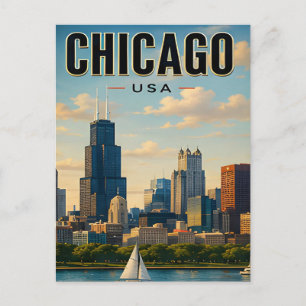 Chicago Illinois Downtown Lakefront Cityscape Postcard