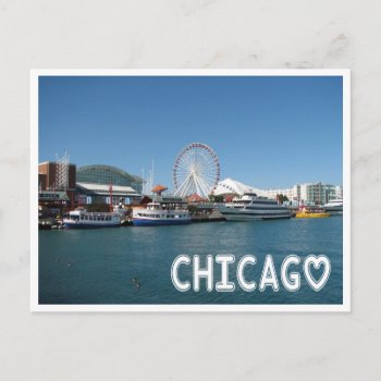 Chicago Illinois ( Il ) Navy Pier Ferris Wheel Usa Postcard by merrydestinations at Zazzle