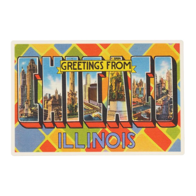 Chicago Illinois IL Old Vintage Travel Souvenir Placemat (Front)