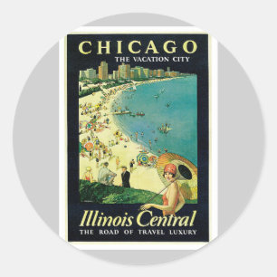 Chicago Illinois IL US Vintage Classic Round Sticker