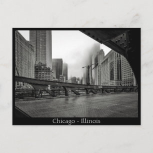 Chicago,Illinois in Black and White Postcard