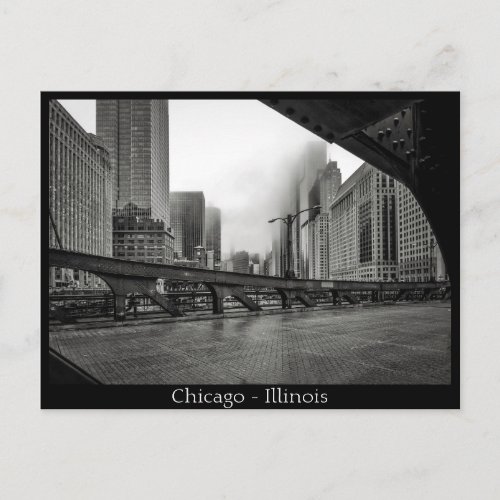 ChicagoIllinois in Black and White Postcard