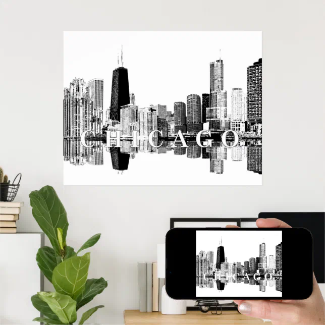 Chicago, Illinois in black and white Poster | Zazzle