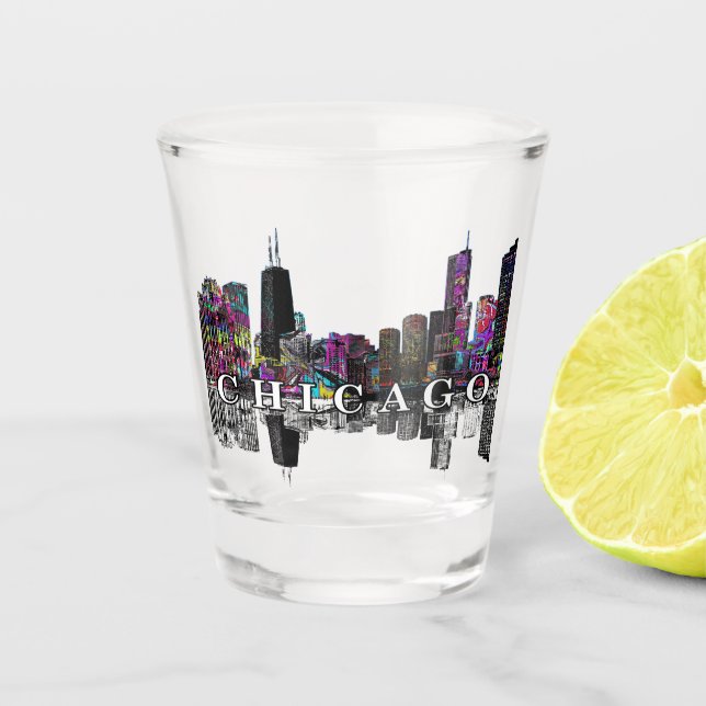Chicago Illinois in graffiti  Shot Glass (Front)