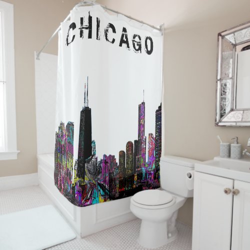 Chicago Illinois in graffiti Shower Curtain