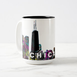 Chicago, Illinois in graffiti Two-Tone Coffee Mug