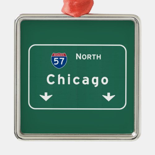 Chicago Illinois Interstate Highway Freeway Road  Metal Ornament