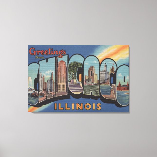 Chicago, Illinois - Large Letter Scenes 2 Canvas Print (Front)
