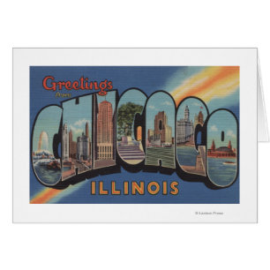 Chicago, Illinois - Large Letter Scenes Cards