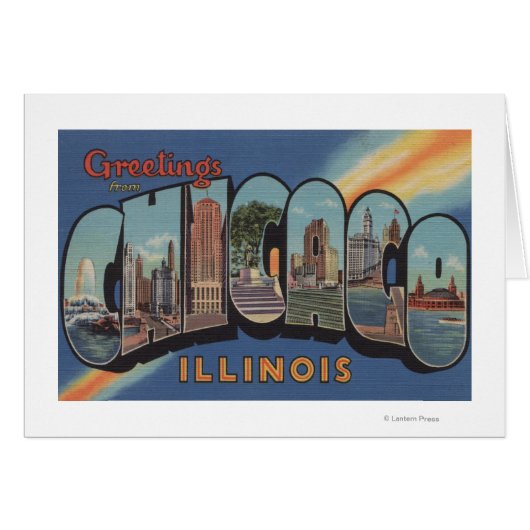 Chicago, Illinois - Large Letter Scenes Cards (Front Horizontal)
