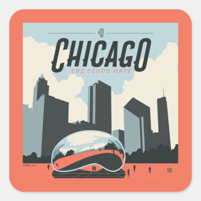 Chicago, Illinois | Millennium Park Square Sticker (Front)