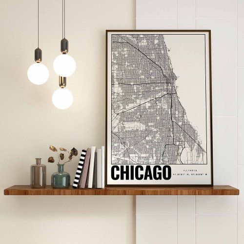 Chicago Illinois Minimalist Map Art Poster