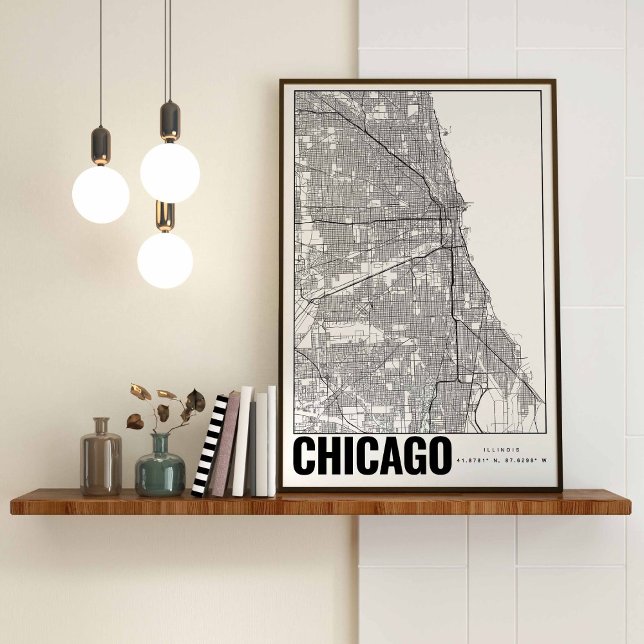 Chicago Illinois Minimalist Map Art Poster (Creator Uploaded)