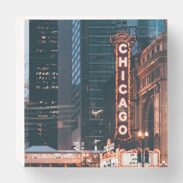 Chicago Illinois Neon Sign At Night (Front Horizontal)
