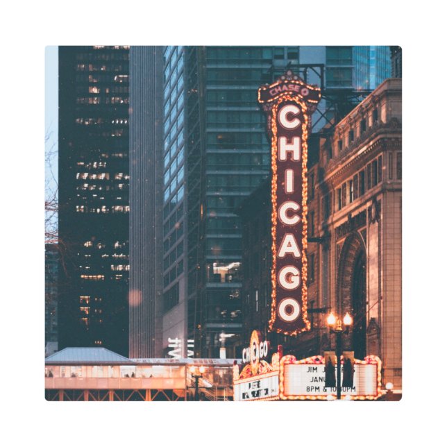 Chicago Illinois Neon Sign At Night (Front)