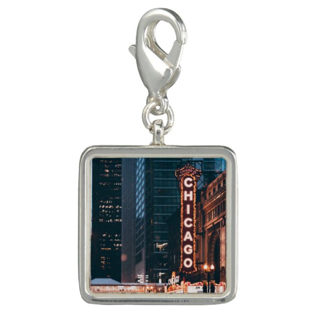 Chicago Illinois Neon Sign At Night Charm (Front)