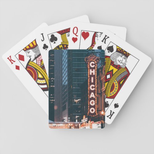 Chicago Illinois Neon Sign At Night Playing Cards