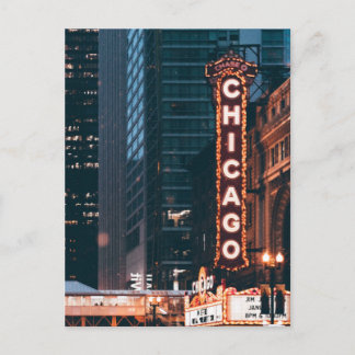 Chicago Illinois Neon Sign At Night Postcard