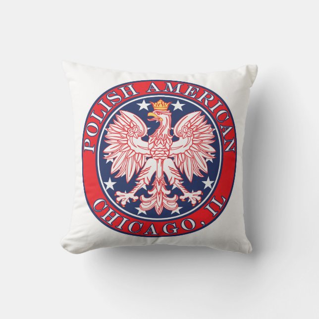 Chicago Illinois Polish Throw Pillow (Front)