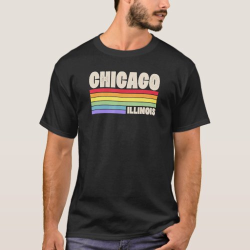Chicago Illinois Pride Rainbow Flag Gay Pride Merc T_Shirt