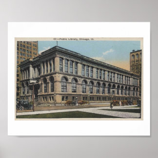 Chicago Illinois, Public Library, 1930s Poster