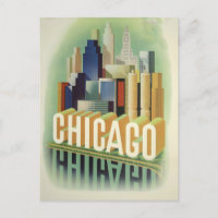 Chicago Illinois Retro Vintage Travel Poster