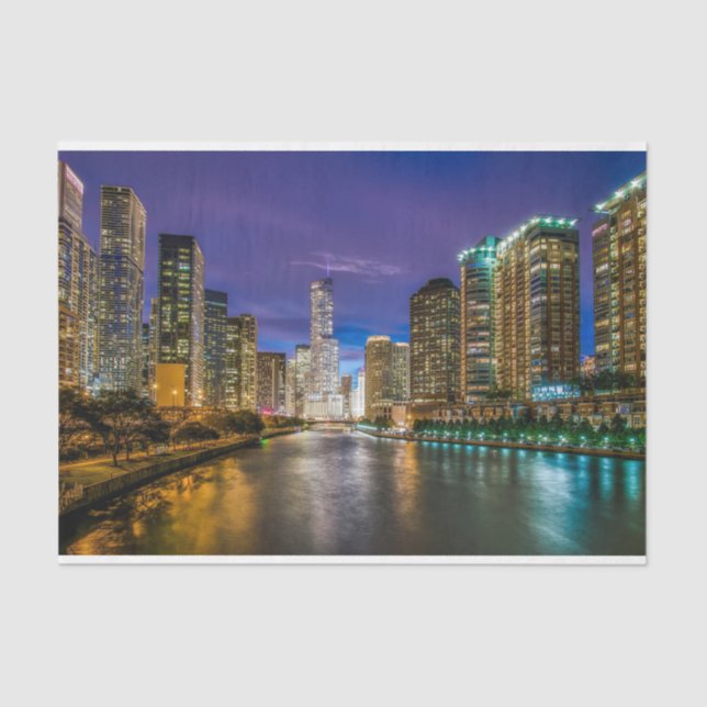Chicago Illinois River Decoupage Tissue Paper (Front)