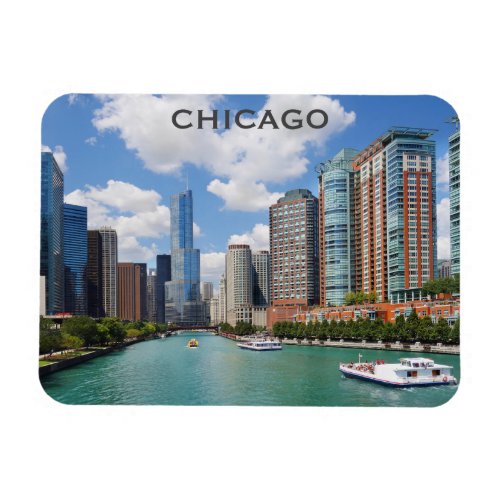 Chicago Illinois River Skyline Photo Magnet