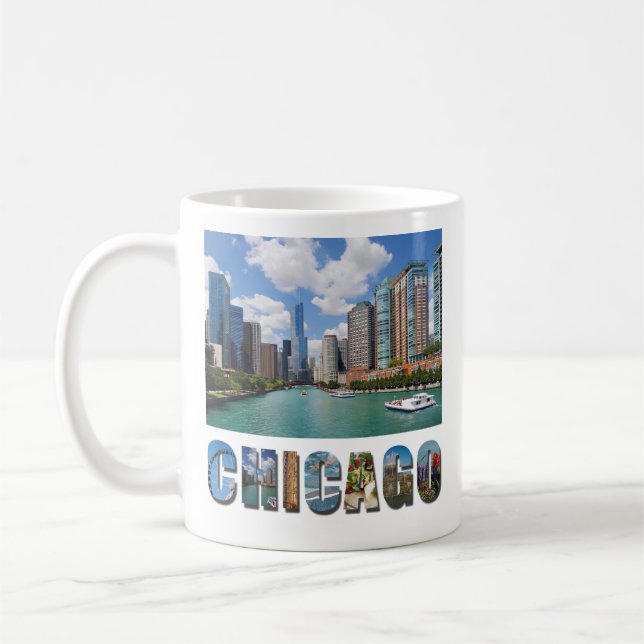 Chicago Illinois River Skyline Travel Photo Coffee Mug (Left)