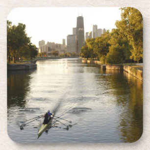 Chicago, Illinois, Rowers in Lincoln Park lagoon Beverage Coaster