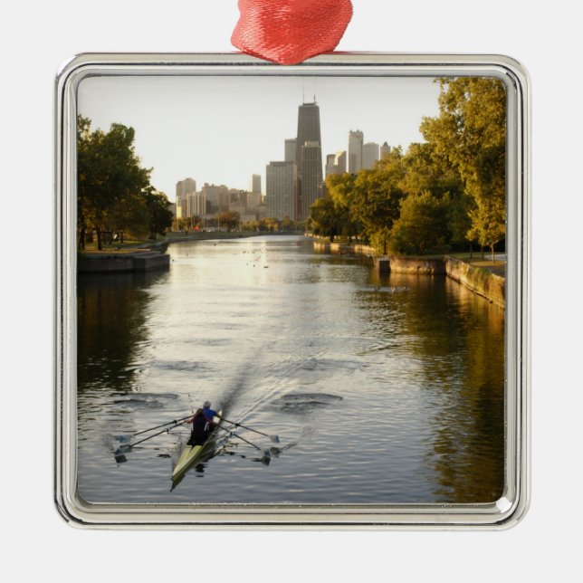 Chicago, Illinois, Rowers in Lincoln Park lagoon Metal Ornament (Front)