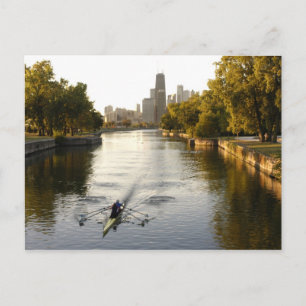 Chicago, Illinois, Rowers in Lincoln Park lagoon Postcard