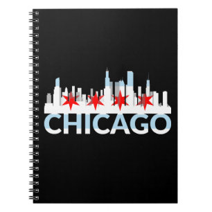 Chicago Illinois Silhouette 4 Stars Vintage Travel Notebook