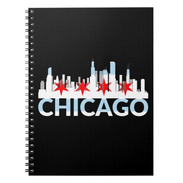 Chicago Illinois Silhouette 4 Stars Vintage Travel Notebook (Front)