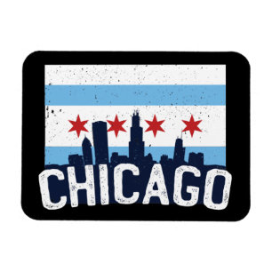 Chicago Illinois Skyline 4 Stars Vintage   Magnet