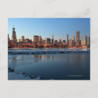 Chicago, Illinois skyline across a frozen Lake