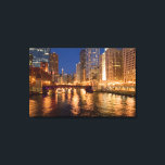 Chicago, Illinois, Skyline and Chicago River at 2 Canvas Print<br><div class="desc">COPYRIGHT Alan Klehr / DanitaDelimont.com | US14 AKL0177.jpg | Chicago,  Illinois,  Skyline and Chicago River at Night</div>