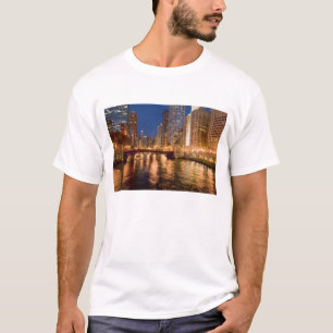 Chicago, Illinois, Skyline and Chicago River at 2 T-Shirt