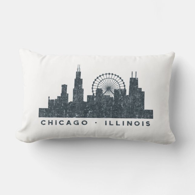 Chicago Illinois Skyline Architecture Art Gifts Lumbar Pillow (Front)
