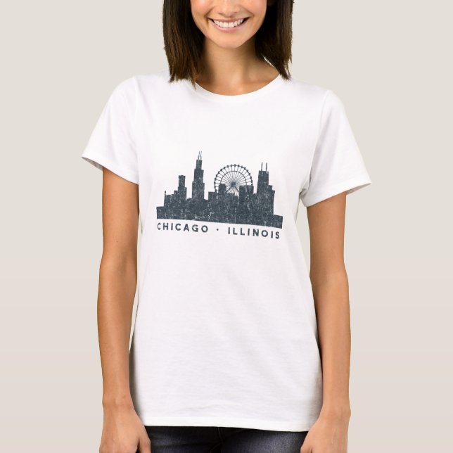 Chicago Illinois Skyline Architecture Art Gifts T-Shirt (Front)