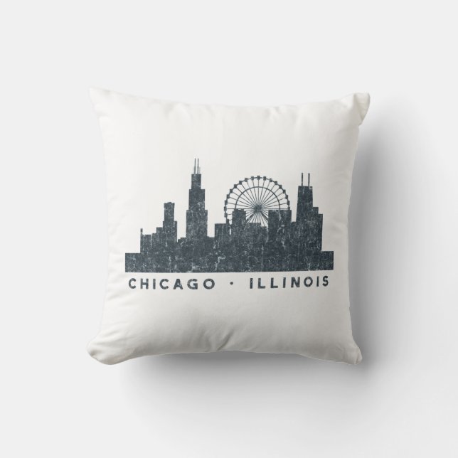 Chicago Illinois Skyline Architecture Art Gifts Throw Pillow (Front)