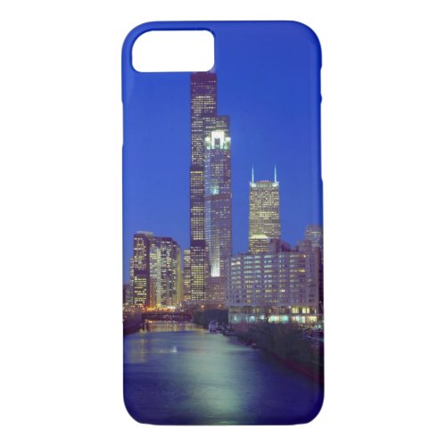 Chicago Illinois Skyline at night with Chicago iPhone 87 Case