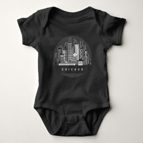 Chicago Illinois Skyline Baby Bodysuit