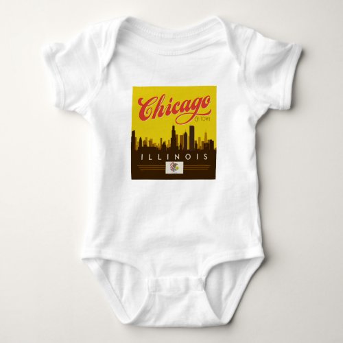 Chicago Illinois Skyline Baby Bodysuit