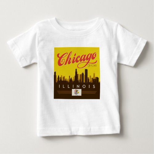 Chicago Illinois Skyline Baby T_Shirt