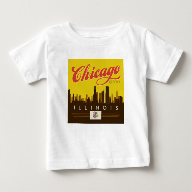 Chicago Illinois Skyline Baby T-Shirt (Front)